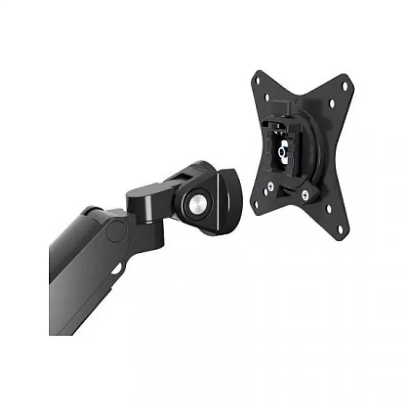 Manhattan Dual Desk Mount do telewizorów i monitorów (pełny ruch, sprężyna gazowa) z wbudowaną stacją dokującą, do ekranów do 27 cali, porty (x7): Ethernet, HDMI (x2), USB-A (x3) i USB-C, zasilanie Power Delivery (100 W) do portu USB-C (wymagana oddzielna ładowarka ścienna / kabel USB-C), VESA: 75x75 i 100x100 mm