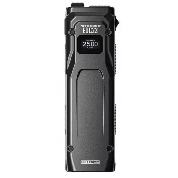 Latarka ręczna Nitecore EDC23 — kompaktowa, ładowana przez USB, czarna, pyło- i bryzgoszczelna IP54, dwie diody LED, wbudowana bateria, 0,101 kg