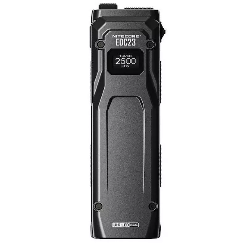 Latarka ręczna Nitecore EDC23 — kompaktowa, ładowana przez USB, czarna, pyło- i bryzgoszczelna IP54, dwie diody LED, wbudowana bateria, 0,101 kg
