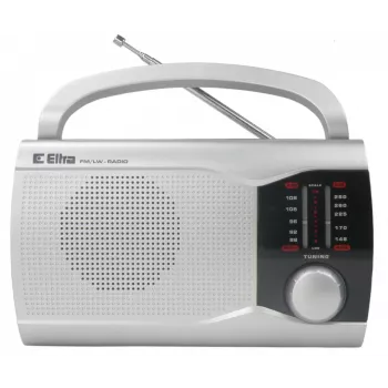 Przenośne radio Eltra EWA srebrny — odbiornik AM/FM, zasilany bateriami