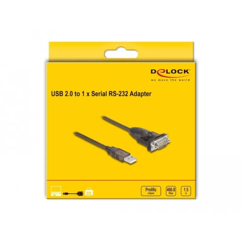 DeLOCK Adapter USB 2.0 Typ-A na szeregowy RS-232 D-Sub 9-pin męski 1,5m