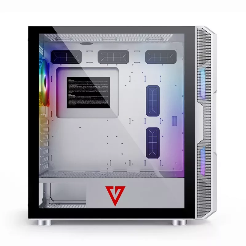 Obudowa PC MODECOM AMIRANI ARGB Midi Tower Biała — ATX/ITX, 35 cm GPU, 16.5 cm cooler CPU, 2x200 mm wentylatory