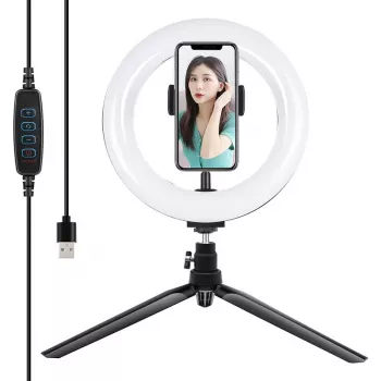 Statyw Puluz z pierścieniem LED 20 cm do vlogowania PKT3073B