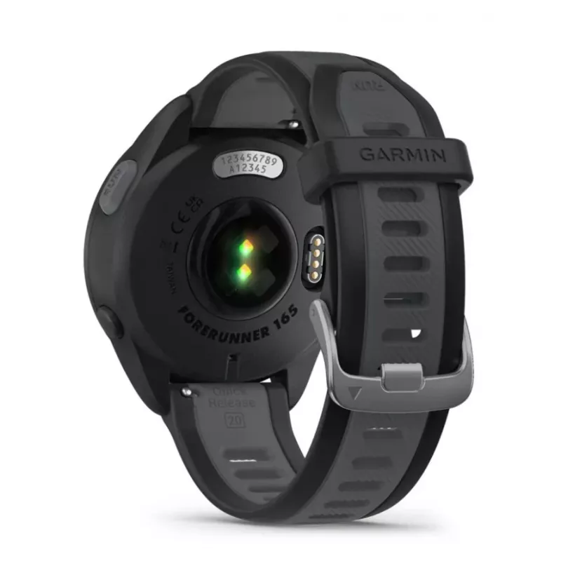 Garmin Forerunner 165 3,05 cm (1.2) AMOLED 43 mm Cyfrowy 390 x 390 pikseli Ekran dotykowy Czarny GPS (satelita)