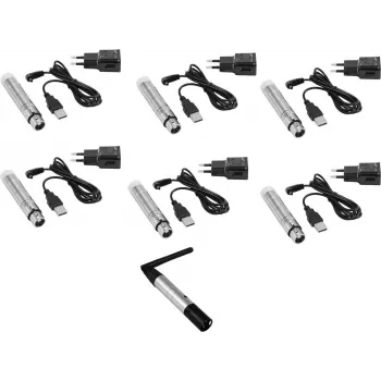 Wireless DMX system EUROLITE QuickDMX Set Sender 1x + 6x Akku Receivers (bezprzewodowe nadawanie/odbieranie DMX)