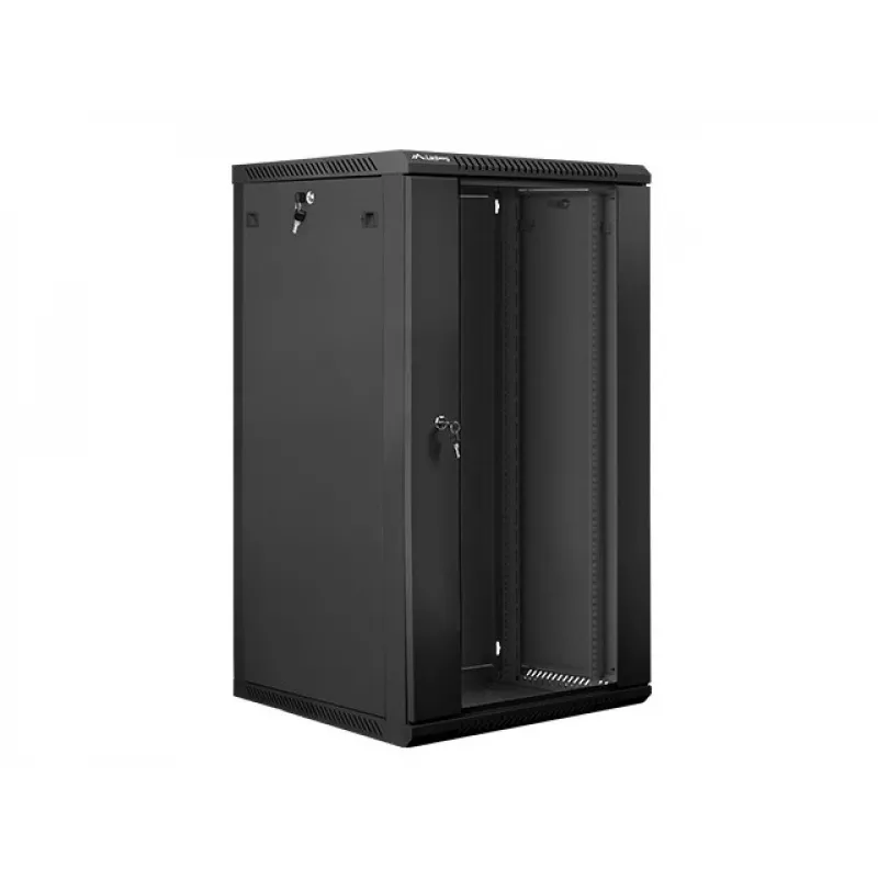 Szafa rackowa Lanberg do montażu ściennego 19'' 22U 600x600mm czarna (szklane drzwi)