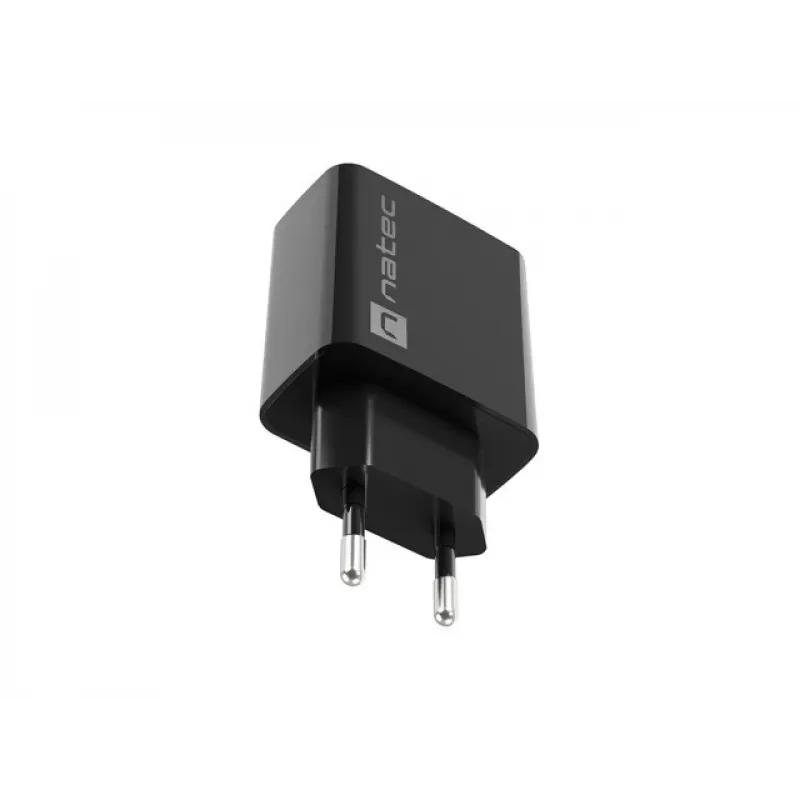 NATEC AC szybkie ładowanie przewodowa ładowarka wewnętrzna Ribera — 18W (5–15V, do 3A), 1× USB-A, czarna