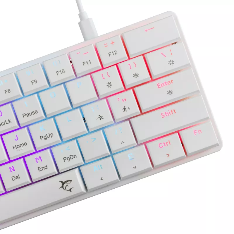 Klawiatura mechaniczna White Shark Nagamaki GK-006211 — kompaktowy układ, czerwone przełączniki mechaniczne, biała obudowa
