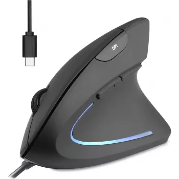 Perixx PERIMICE-513 C pionowa ergonomiczna mysz USB-C czarna dla praworęcznych (PERIMICE-513 C)