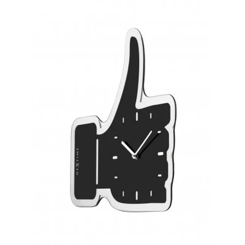 NeXtime zegar ścienny 3072zw Thumbs up, 40,5x41 cm, czarny/srebrny