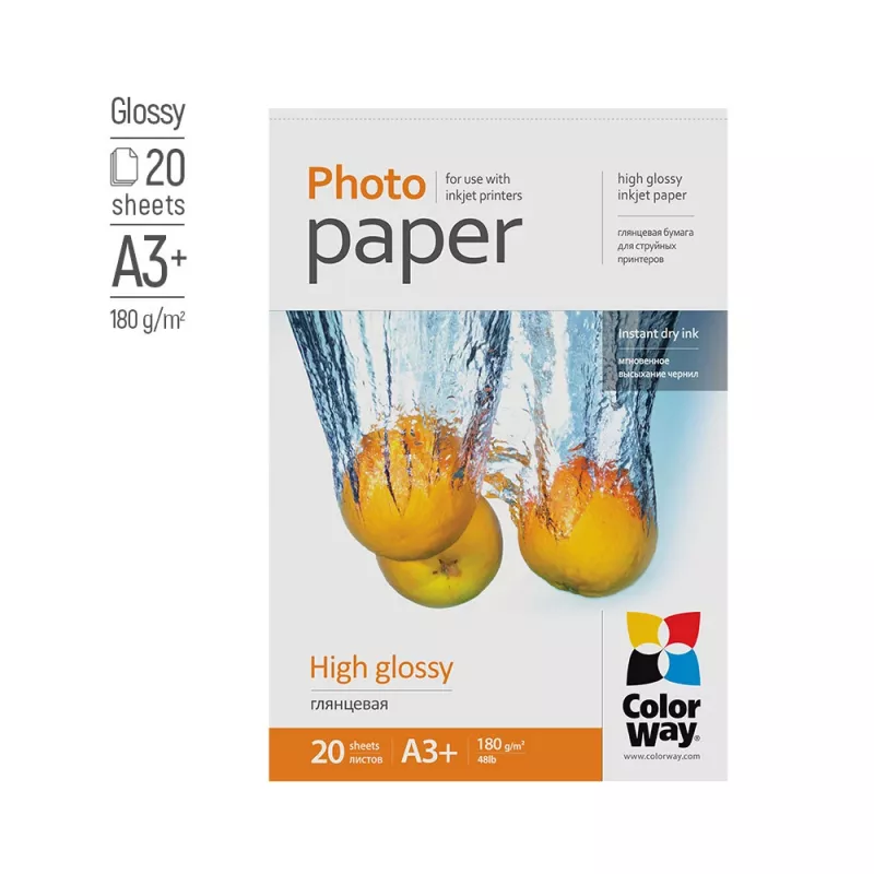 ColorWay PG180020A3+ papier fotograficzny A3+ Wysoki połysk 180 g/m² Atramentowy