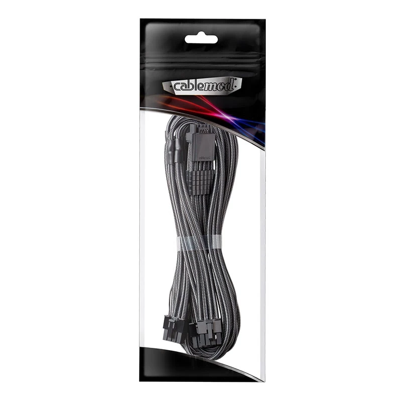 CableMod C-Series Pro ModMesh Sleeved 12VHPWR PCI-e kabel for Corsair (Carbon, 16-pin to Triple 8-pin, 600mm)