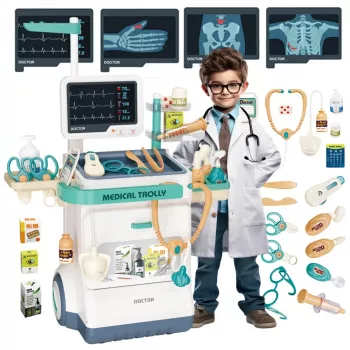 Extralink Toys interaktywny zestaw lekarski, duży wózek medyczny zabawka