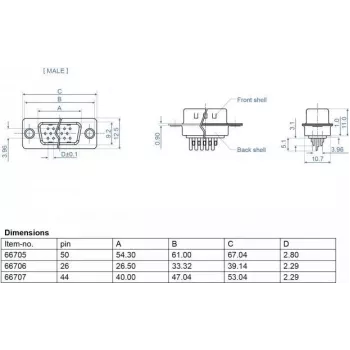Łącznik przewodowy DeLOCK 66707 D-Sub HD 44-pin czarno-srebrny
