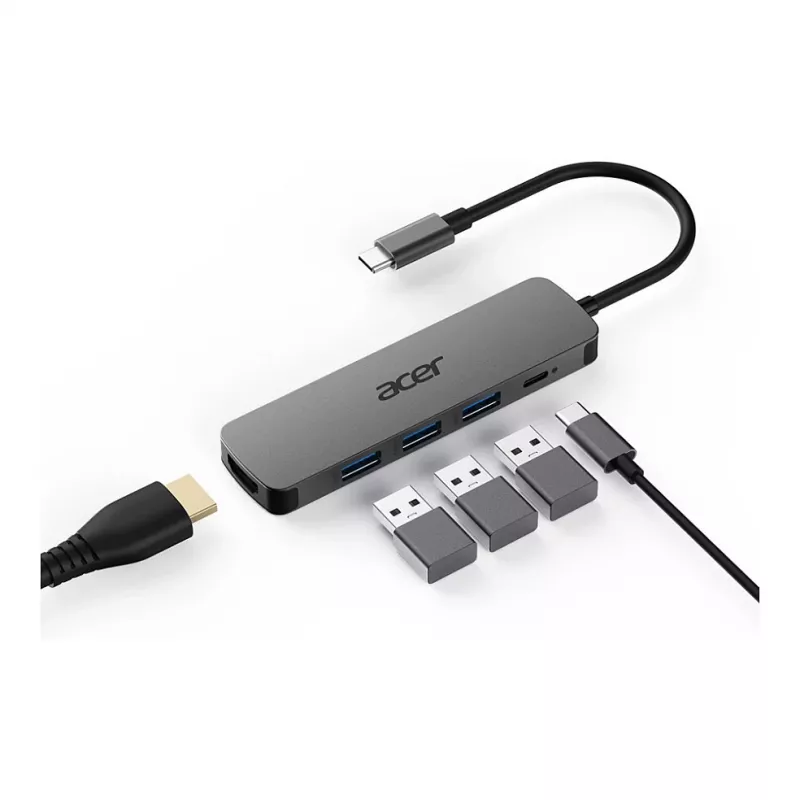 Acer 5‑w‑1 Dongle Type‑C HP.DSCAB.021 z HDMI, USB 3.0 i zasilaniem 100 W Power Delivery