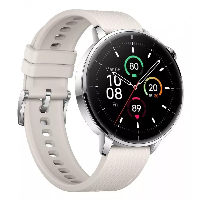 Smartwatch ONEPLUS OnePlus Watch 3 43 mm, 1,32-calowy AMOLED 466×466, tytan/srebrny, biały pasek gumowy, GPS, Wi‑Fi