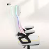 Biały meshowy fotel gamingowy RGB