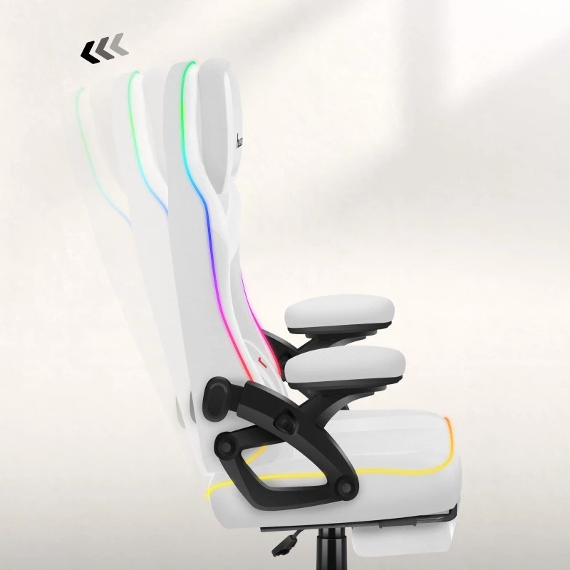 Biały meshowy fotel gamingowy RGB
