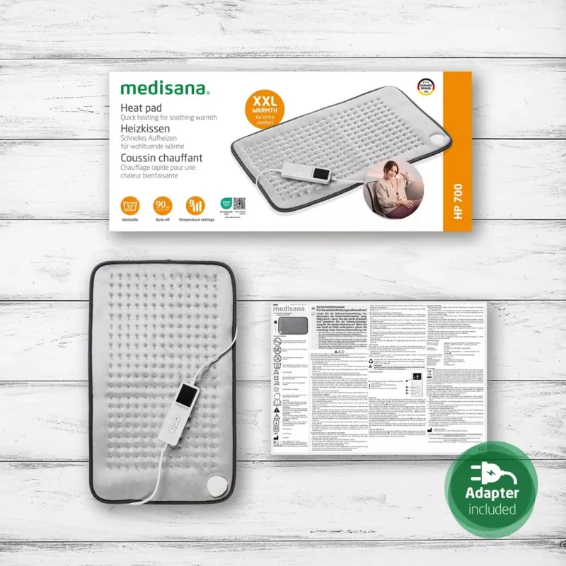 Poduszka elektryczna Medisana HP 700 100 W, szara, 600×350 mm, kabel 2,3 m