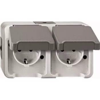 Gniazdo natynkowe Merten MEG2321-8029 CEE 7/3 szare, IP44, 250 V, 16 A, 143×57×83 mm