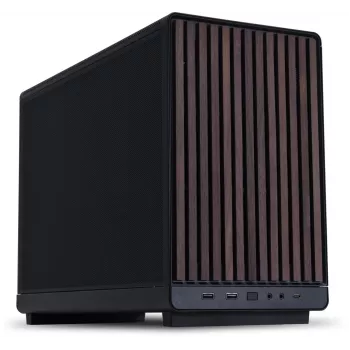 Obudowa PC Lian Li A3-mATX Micro Tower — Micro-ITX/Micro-ATX, Wood & Czarny, obsługa zasilaczy ATX/SFX/SFX-L