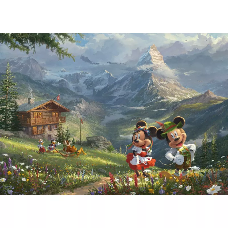 Thomas Kinkade Studios: Disney - Myszka Miki i Minnie w Alpach, puzzle 1000 elementów