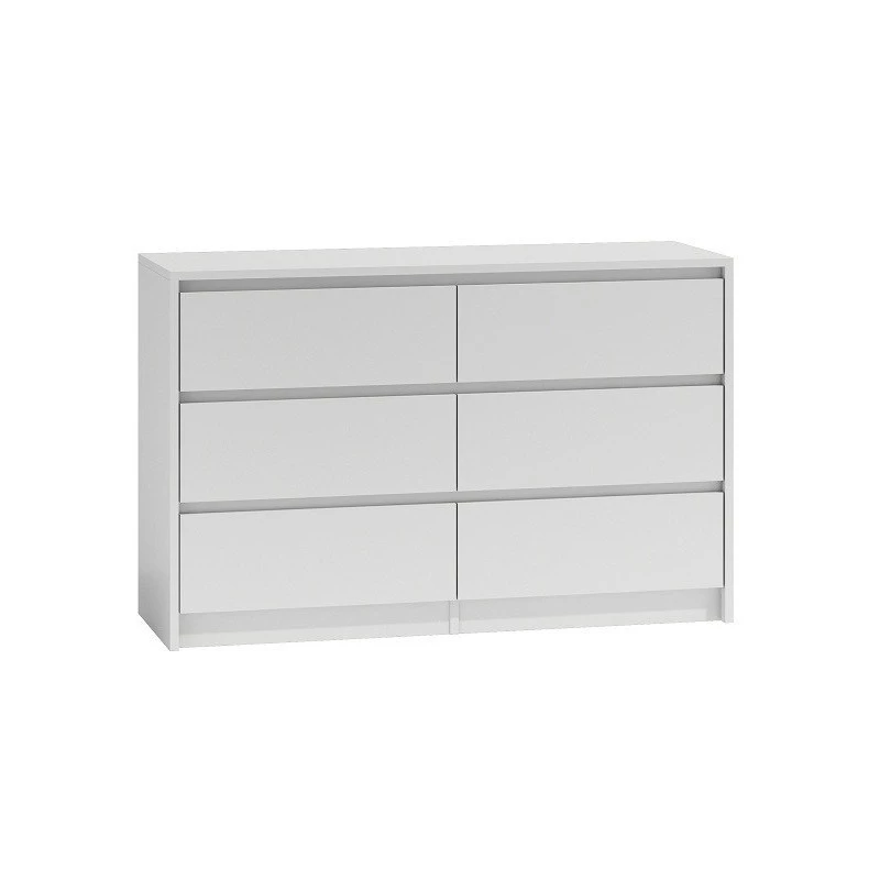 Komoda top e shop K120 BIEL 2X3, 6 szuflad, biała, 750×400×1200 mm, płyta wiórowa
