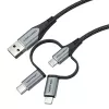 Kabel Vention USB 2.0 A męski do 3-w-1 Micro-B&USB-C&Lightning męski 1M szary stop aluminium typ