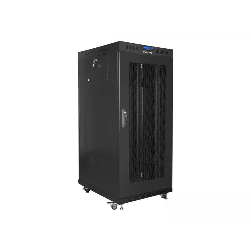 Szafa rack 19 27U 600x800 czarna, drzwi perforowane LCD (płaski montaż)