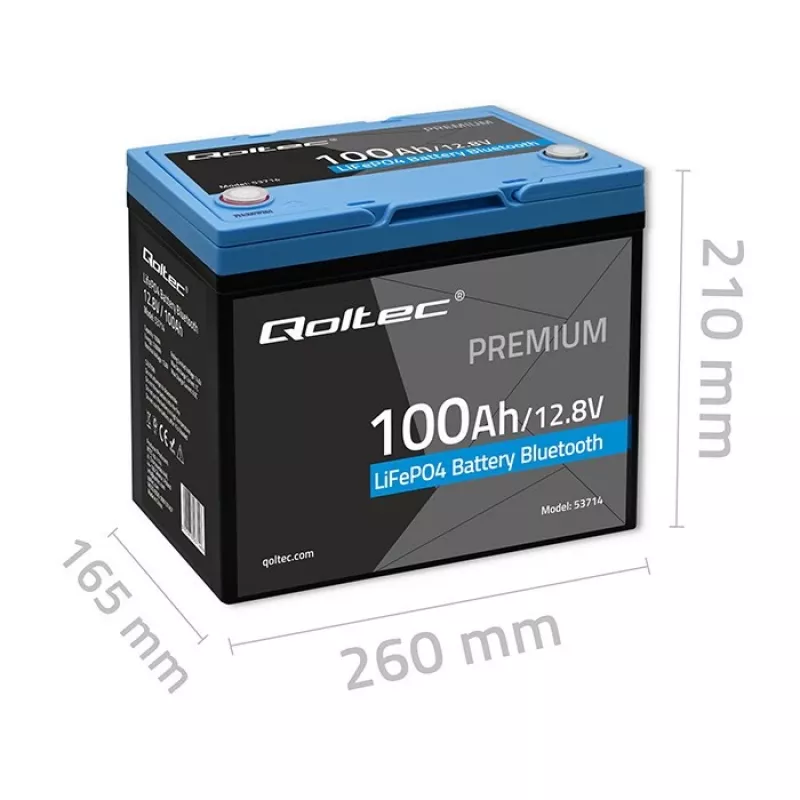 Akumulator LiFePO4 QOLTEC 12.8V 100Ah z Bluetooth — 12.8 V 100 Ah
