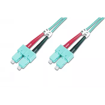 DIGITUS Professional - Kabel krosowy - SC multi-mode (M) do SC multi-mode (M) - 2 m - Światłowód - 50/125 mikrometr - OM3 - Bezhalogenowy - akwamaryna
