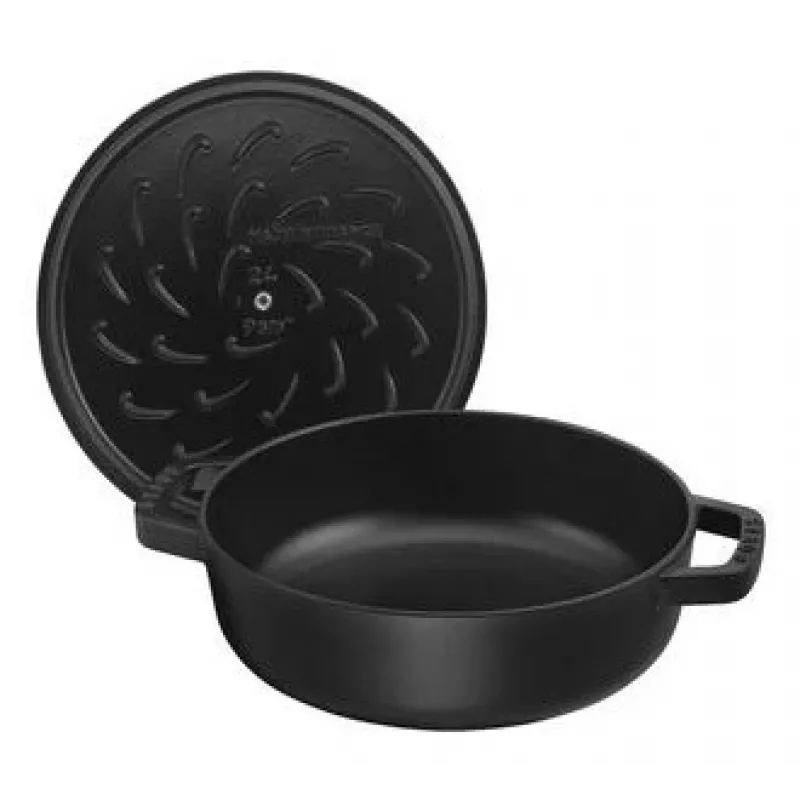 Patelnia do smażenia ZWILLING STAUB BRAISERS okrągła 28 cm, czarna, dno Ø 22,2 cm