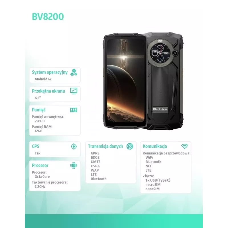 Smartphone BV8200 12/256GB czarny