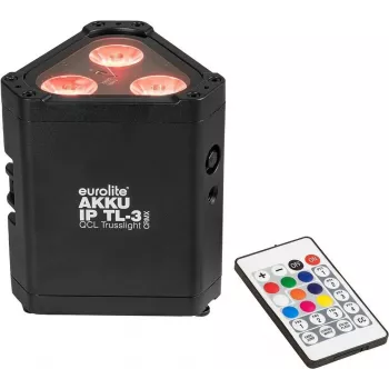 Zasilany bateriami reflektor LED RGBW EUROLITE AKKU IP TL-3 QCL z akumulatorem, przenośna oprawa o stopniu ochrony IP