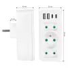 Rozgałęziacz zasilania MACLEAN MCE248 F/W — 3 gniazda AC (1×16A, 2×6A) + 4×USB (2×A, 2×C PD 20W), wtyczka EU, biały