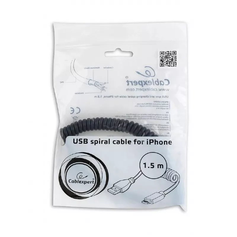 Kabel Lightning Gembird CC-LMAM-1.5M — 1,5 m, Lightning na USB-A, czarny