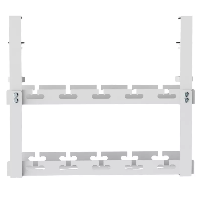 Organizator kabli pod biurko MACLEAN MC-104 W, 2-poziomowa taca stalowa, biały, maks. obciążenie 5 kg, pasuje do blatów 0,5–5 cm