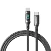 Vention bawełniany pleciony kabel USB 2.0 C męski na C męski 5A z wyświetlaczem LED 1,2 m czarny stop cynku typ