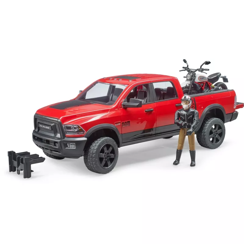 Dodge RAM 2500 Power Wagon z przyczepą i motocyklem Ducati 02502 BRUDER