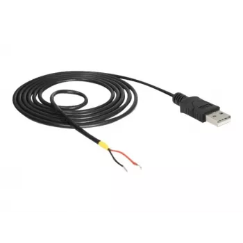 Kabel Delock USB2.0 Typ-A wtyk > 2 gołe końcówki przewodów - 1,5m - czarny (85664)