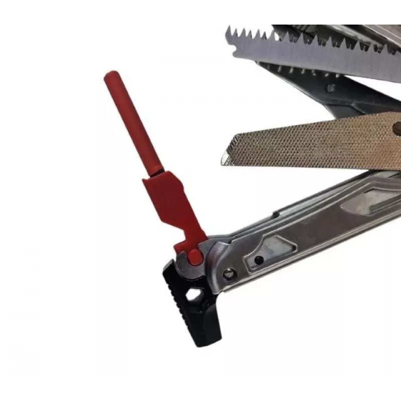 Multitool AZYMUT Giewon FS Fire Starter wielofunkcyjny z 19 narzędziami, krzesiwem, gwizdkiem i pochewką na pasek (H2038A)