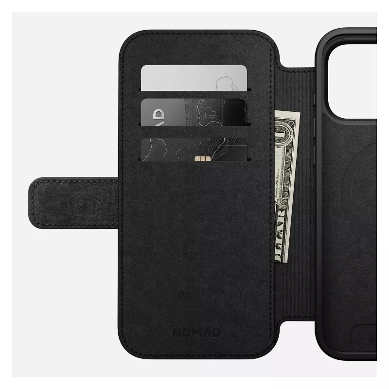 Futerał komórkowy z klapką Nomad Modern Leather Folio do iPhone 17 Pro Max — Tan, pasuje do ekranu 17,5 cm (6,9 cala), 4 kieszenie na karty