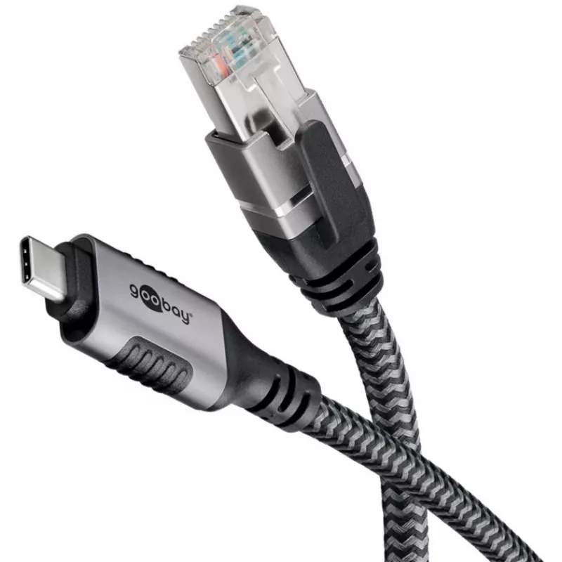 Kabel Goobay 70755 USB-C na RJ45 Ethernet CAT 6 dla stabilnego przewodowego połączenia internetowego z routerem/modemem/przełącznikiem sieciowym/Zastępuje adapter USB na RJ45 / 1
