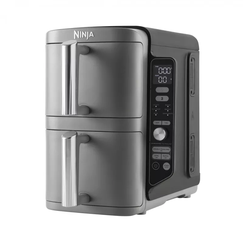 Frytkownica Ninja SL400EU Podwójna 9,5 L 2470 W Frytkownica na gorące powietrze Czarna, Szara