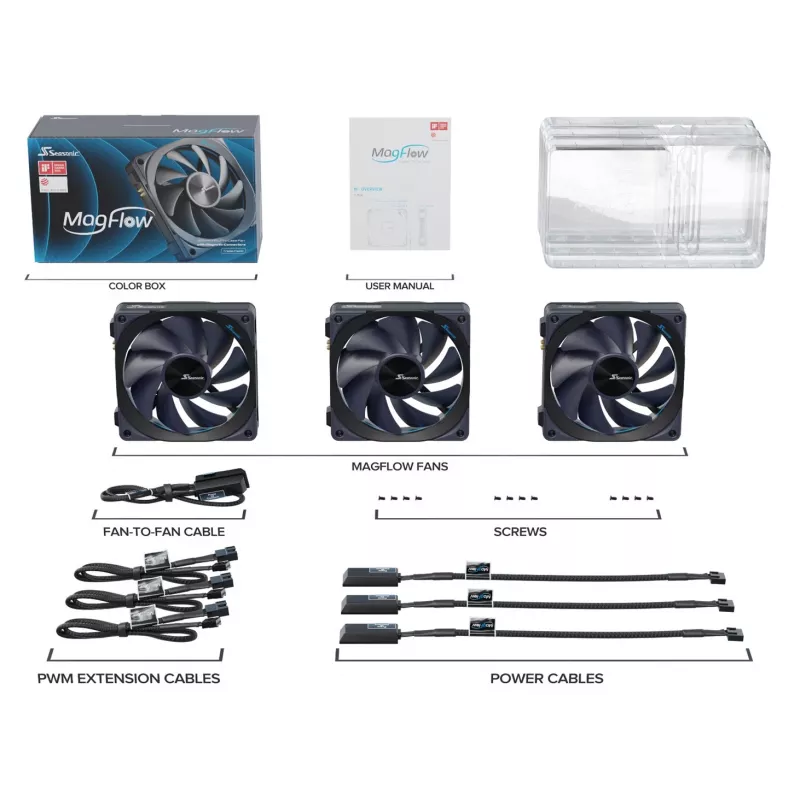 Zestaw wentylatorów Seasonic MagFlow 1-Fan Kit do obudowy komputera 12 cm Czarny 1 szt.