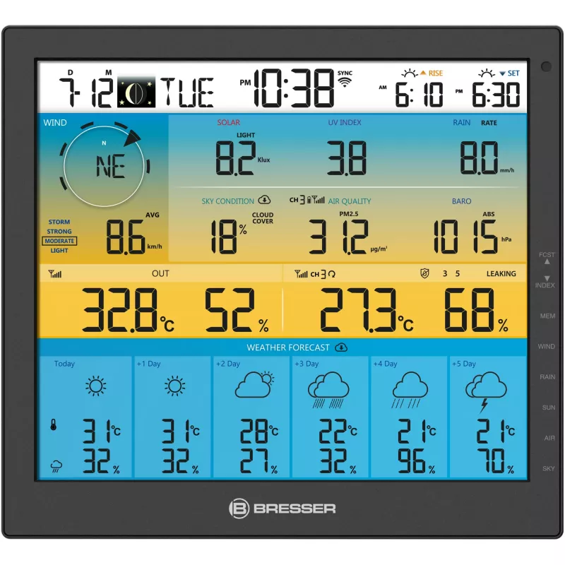 Cyfrowa stacja pogodowa Bresser Optics 7003220 Czarny LCD Wi-Fi