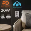 Rozdzielacz zasilania MACLEAN MCE249 F/W — 2x gniazda sieciowe (16A + 6A) i 4x USB (2x A, 2x C PD 20W)