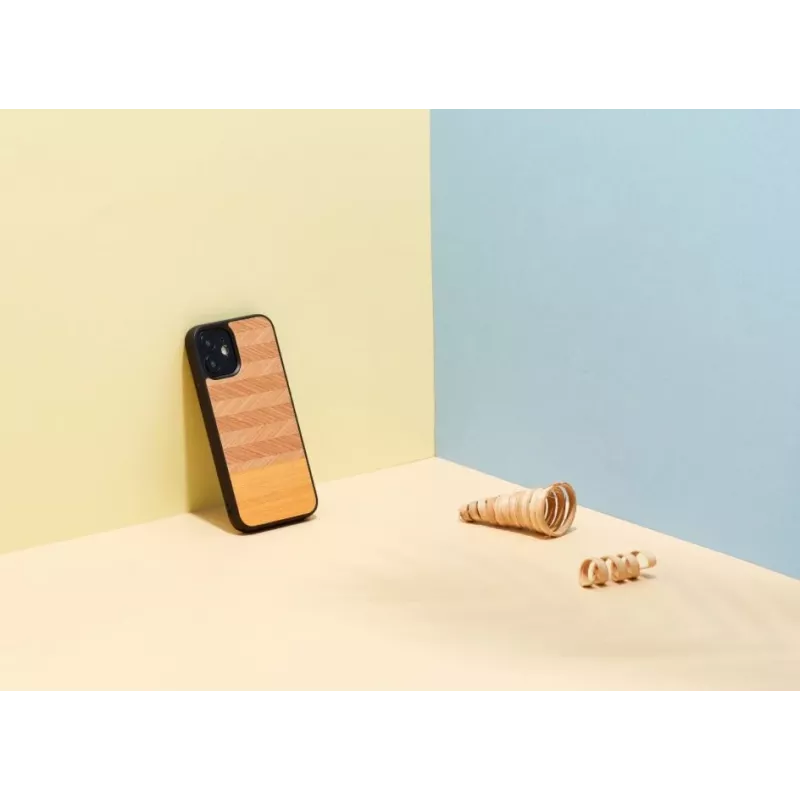 Etui na telefon Man and Wood do iPhone 12 mini, jodełka arancia czarne