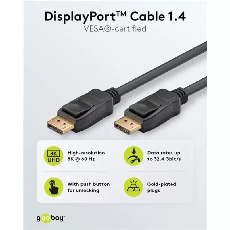 Kabel DisplayPort Goobay 74779 3 m Czarny G-Sync FreeSync