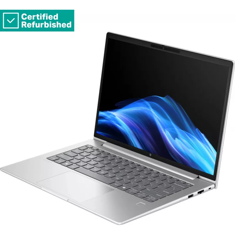 RENEW srebrny HP EliteBook 6 G1i 14 - Ultra 7-255U, 16 GB, 512 GB SSD, 14 WUXGA 300 nitów AG, kamera IR 5 MP, czytnik linii papilarnych, podświetlana klawiatura US, 56 Wh, Win 11 Pro, 1 rok